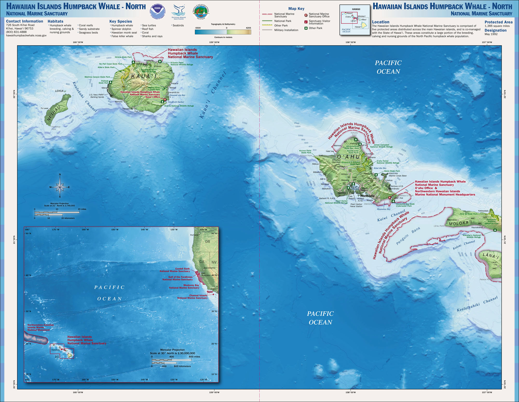 Как выглядят острова на картах Pacific Islands Region Office of National Marine Sanctuaries